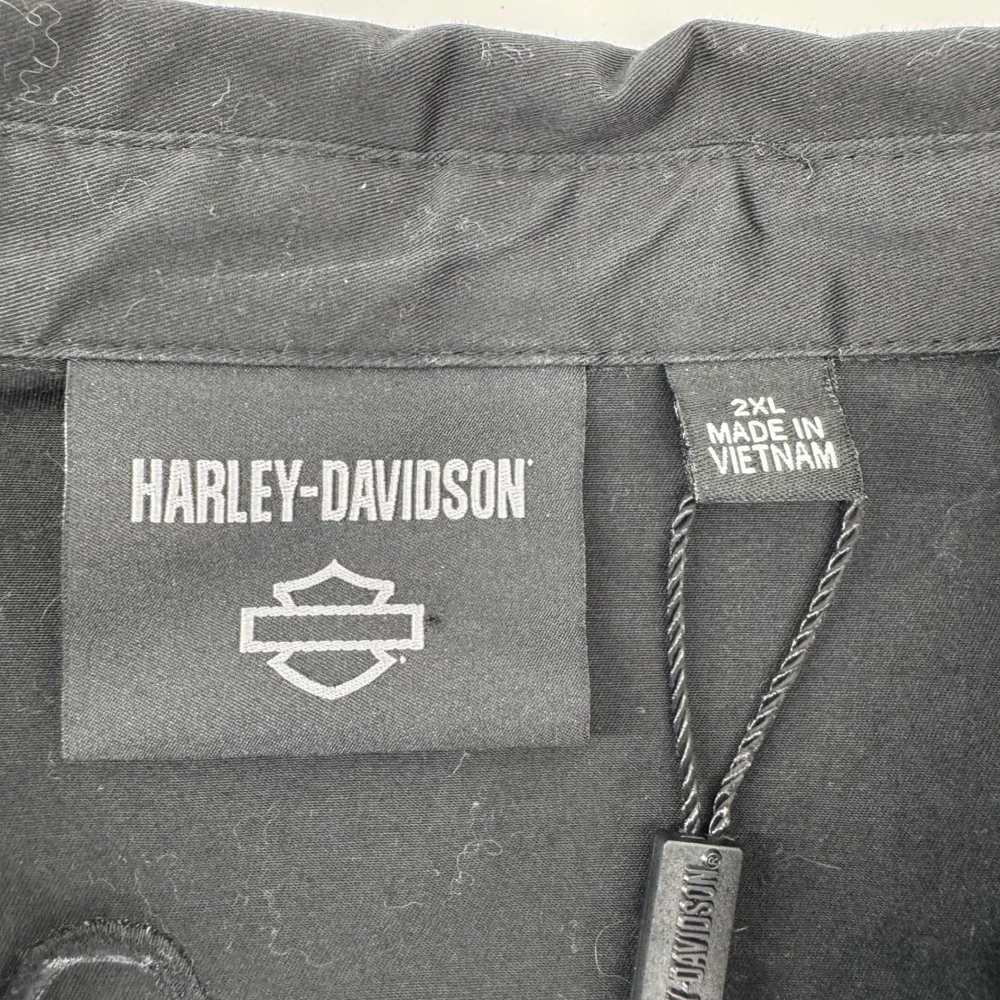Harley-Davidson Woven Zip Shirt Womens 2XL Black Embroidered 96267-23VW